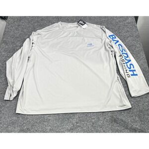 Bassdash Mens 5XL Gray Fishing Shirt Long Sleeve UPF 50+ Performance BG1 Logo